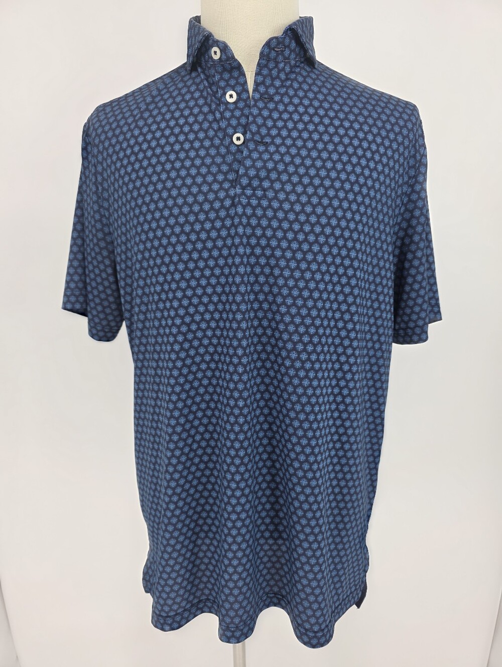 RLX Ralph Lauren Polo Shirt Men's M Blue Compass Print Performance Golf